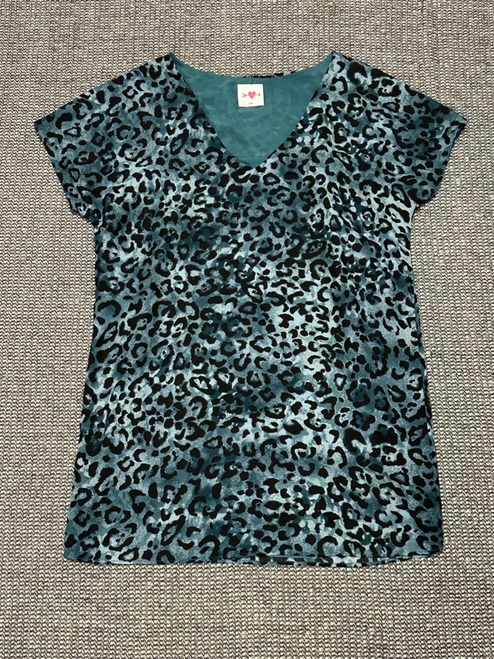 Buddy Love Teal and Black Leopard Print V-Neck Shift Dress
